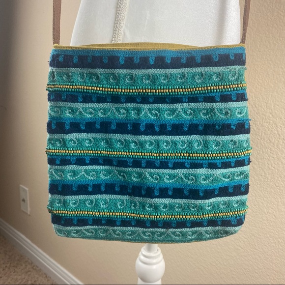 Lucky Brand Blue Ocean Waves with Beads Crossbody Purse - Picture 4 of 6